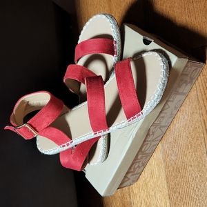 Bella Marie Red Suede Sandals